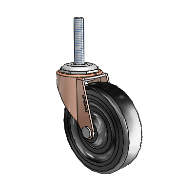 Regent Threaded Stem Copper Oxide Swivel Caster with 3 x .8125 Black Hard Rubber Wheel