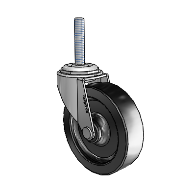 Regent Threaded Stem Polished Nickel Swivel Caster with 3 x .8125 Black Polyolefin Wheel