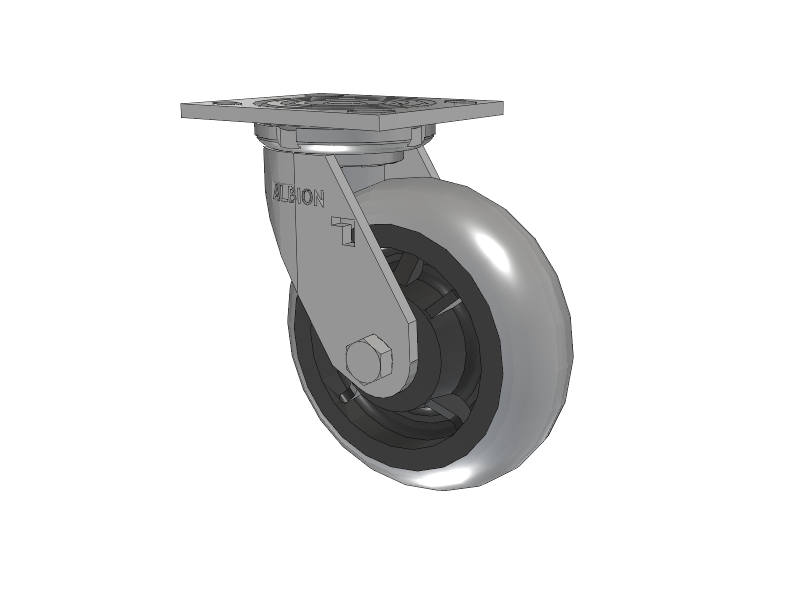16 Series Top Plate Swivel Caster with 6 x 2 Grey Tread on Grey Core XP - X-treme Plus Solid Polyurethane Wheel