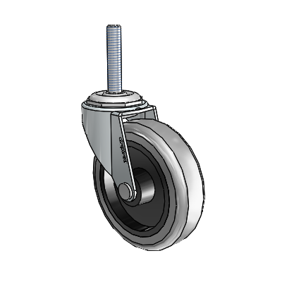 Regent Threaded Stem Zinc Swivel Caster with 3 x .8125 Grey Thermoplastic Rubber Wheel