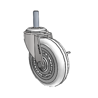 Regent Threaded Stem Bright Chrome Swivel Caster with 3 x .8125 Clear Vipor Wheel and Side Brake