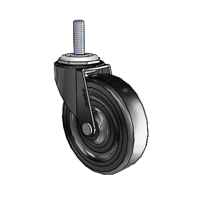 Regent Threaded Stem Black Oxide Swivel Caster with 3 x .8125 Soft Rubber Wheel