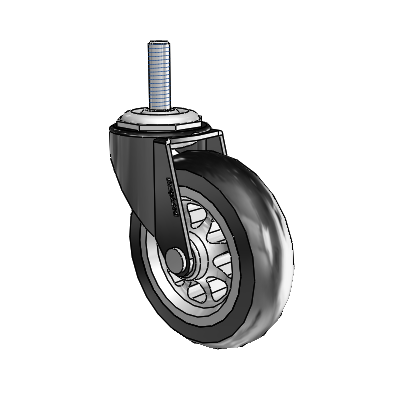 Regent Threaded Stem Black Oxide Swivel Caster with 3 x .8125 No-Matic Rubber Wheel