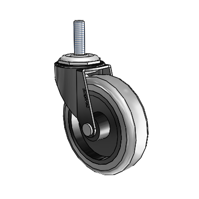 Regent Threaded Stem Black Oxide Swivel Caster with 3 x .8125 Grey Thermoplastic Rubber Wheel