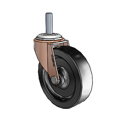 Regent Threaded Stem Copper Oxide Swivel Caster with 3 x .8125 Black Polyolefin Wheel