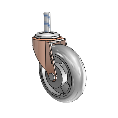 Roulette pivotante Regent à tige filetée en oxyde de cuivre, équipée de 3 roues MonoTech grises de 0,8125