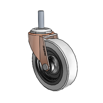 Roulette pivotante Regent à tige filetée en oxyde de cuivre, équipée de 3 roues en uréthane thermoplastique gris de 0,8125