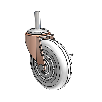 Regent Threaded Stem Copper Oxide Swivel Caster with 3 x .8125 Clear Vipor Wheel and Side Brake