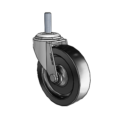 Regent Threaded Stem Polished Nickel Swivel Caster with 3 x .8125 Black Polyolefin Wheel
