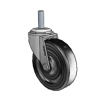 Regent Threaded Stem Polished Nickel Swivel Caster with 3 x .8125 Black Soft Rubber Wheel