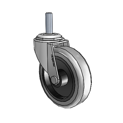 Regent Threaded Stem Polished Nickel Swivel Caster with 3 x .8125 Grey Thermoplastic Rubber Wheel