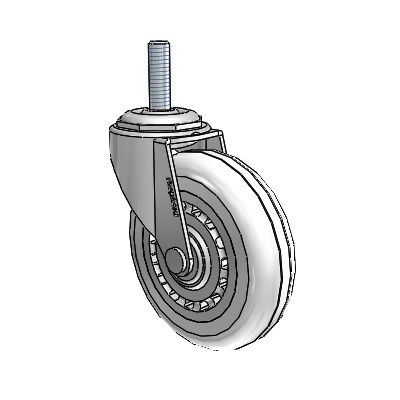 Regent Threaded Stem Polished Nickel Swivel Caster with 3 x .8125 Clear Vipor Wheel