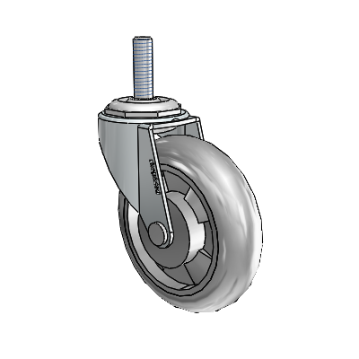 Regent Threaded Stem Zinc Swivel Caster with 3 x .8125 Grey MonoTech Wheel