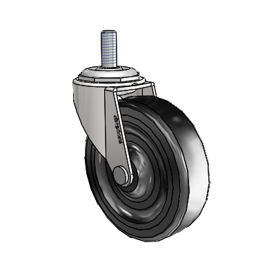 Regent Threaded Stem Bright Chrome Swivel Caster with 3 x .8125 Black Hard Rubber Wheel