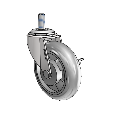 Regent Threaded Stem Bright Chrome Swivel Caster with 3 x .8125 Grey MonoTech Wheel and Side Brake
