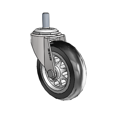 Regent Threaded Stem Bright Chrome Swivel Caster with 3 x .8125 Black No-Matic Rubber Wheel