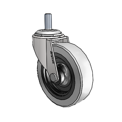 Regent Threaded Stem Bright Chrome Swivel Caster with 3 x .8125 Grey Thermoplastic Urethane Wheel