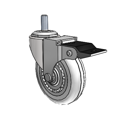 Regent Threaded Stem Bright Chrome Swivel Caster with 3 x .8125 Clear Vipor Wheel and Top Lock Brake