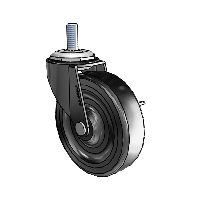 Regent Threaded Stem Black Oxide Swivel Caster with 3 x .8125 Soft Rubber Wheel and Side Brake