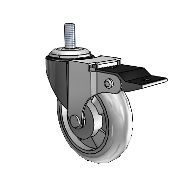 Regent Threaded Stem Black Oxide Swivel Caster with 3 x .8125 Grey MonoTech Wheel and Top Lock Brake