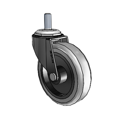 Regent Threaded Stem Black Oxide Swivel Caster with 3 x .8125 Grey Thermoplastic Rubber Wheel
