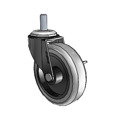Regent Threaded Stem Black Oxide Swivel Caster with 3 x .8125 Grey Thermoplastic Rubber Wheel and Side Brake