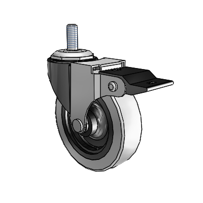 Regent Threaded Stem Black Oxide Swivel Caster with 3 x .8125 Grey Thermoplastic Urethane Wheel and Top Lock Brake
