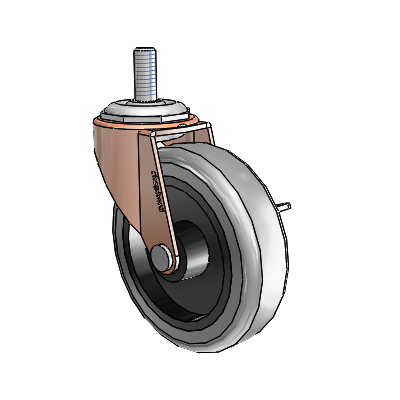 Regent Threaded Stem Copper Oxide Swivel Caster with 3 x .8125 Grey Thermoplastic Rubber Wheel and Side Brake