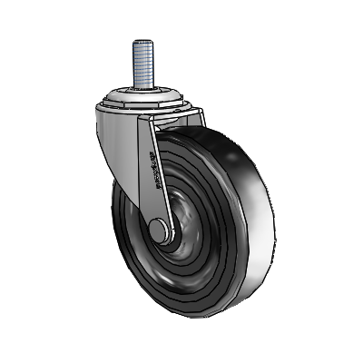 Regent Threaded Stem Polished Nickel Swivel Caster with 3 x .8125 Black Soft Rubber Wheel