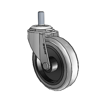 Regent Threaded Stem Polished Nickel Swivel Caster with 3 x .8125 Grey Thermoplastic Rubber Wheel