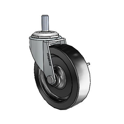 Regent Threaded Stem Zinc Swivel Caster with 3 x .8125 Black Polyolefin Wheel and Side Brake