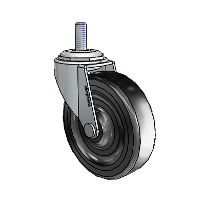 Regent Threaded Stem Zinc Swivel Caster with 3 x .8125 Black Hard Rubber Wheel