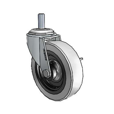 Regent Threaded Stem Zinc Swivel Caster with 3 x .8125 Grey Thermoplastic Urethane Wheel and Side Brake
