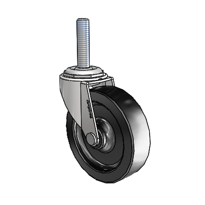 Regent Threaded Stem Bright Chrome Swivel Caster with 3 x .8125 Black Polyolefin Wheel