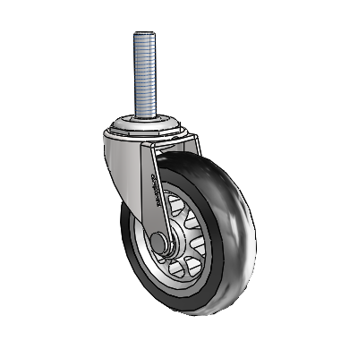 Regent Threaded Stem Bright Chrome Swivel Caster with 3 x .8125 Black No-Matic Rubber Wheel