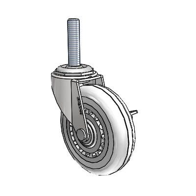 Regent Threaded Stem Bright Chrome Swivel Caster with 3 x .8125 Clear Vipor Wheel and Side Brake