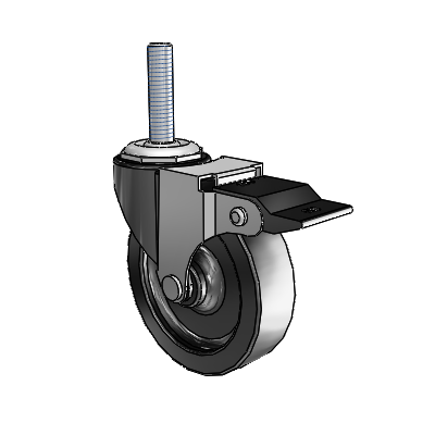 Regent Threaded Stem Black Oxide Swivel Caster with 3 x .8125 Polyolefin Wheel and Top Lock Brake