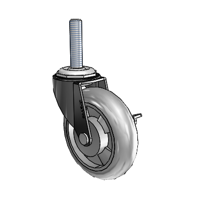 Regent Threaded Stem Black Oxide Swivel Caster with 3 x .8125 Grey MonoTech Wheel and Side Brake