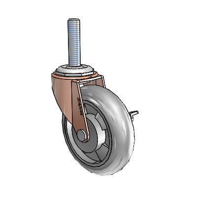Regent Threaded Stem Copper Oxide Swivel Caster with 3 x .8125 Grey MonoTech Wheel and Side Brake