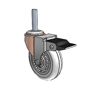 Regent Threaded Stem Copper Oxide Swivel Caster with 3 x .8125 Clear Vipor Wheel and Top Lock Brake