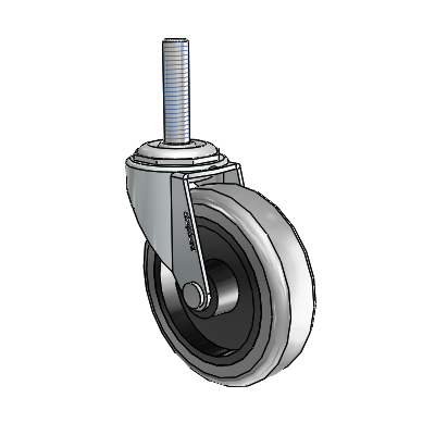 Regent Threaded Stem Zinc Swivel Caster with 3 x .8125 Grey Thermoplastic Rubber Wheel