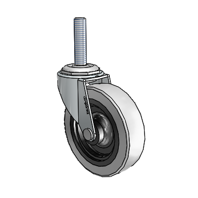 Regent Threaded Stem Zinc Swivel Caster with 3 x .8125 Grey Thermoplastic Urethane Wheel
