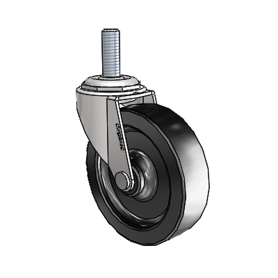 Regent Threaded Stem Bright Chrome Swivel Caster with 3 x .8125 Black Polyolefin Wheel