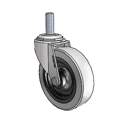 Regent Threaded Stem Bright Chrome Swivel Caster with 3 x .8125 Grey Thermoplastic Urethane Wheel