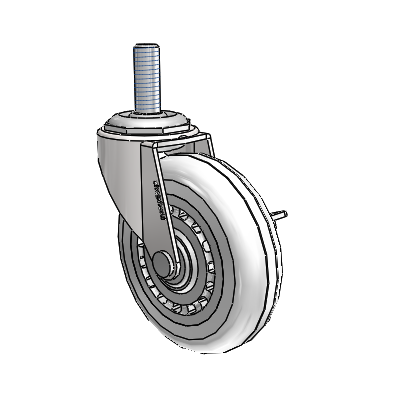 Regent Threaded Stem Bright Chrome Swivel Caster with 3 x .8125 Clear Vipor Wheel and Side Brake