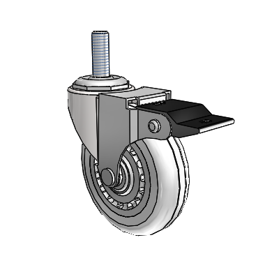 Regent Threaded Stem Bright Chrome Swivel Caster with 3 x .8125 Clear Vipor Wheel and Top Lock Brake