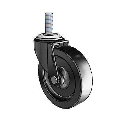 Regent Threaded Stem Black Oxide Swivel Caster with 3 x .8125 Polyolefin Wheel