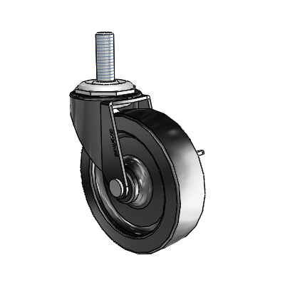 Regent Threaded Stem Black Oxide Swivel Caster with 3 x .8125 Polyolefin Wheel and Side Brake
