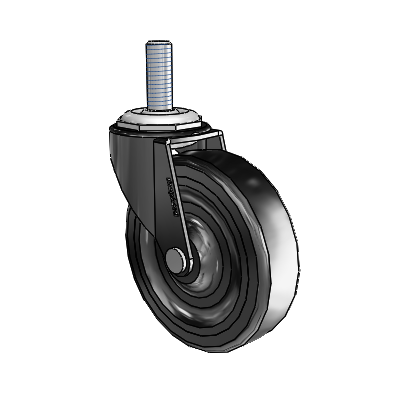 Regent Threaded Stem Black Oxide Swivel Caster with 3 x .8125 Hard Rubber Wheel