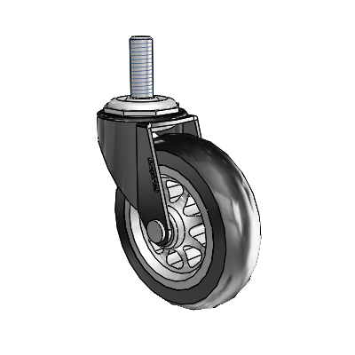 Regent Threaded Stem Black Oxide Swivel Caster with 3 x .8125 No-Matic Rubber Wheel